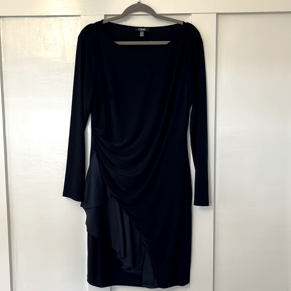 Chaps Ralph Lauren dark blue evening dress. Long sleeve. Size XL.